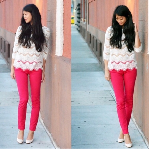 J Brand Skinny Leg Jeans in Shock Pink - Picture 2 of 7